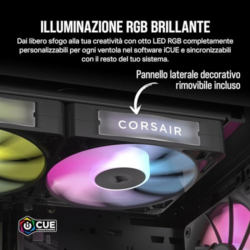 CORSAIR iCUE LINK RX120 RGB 120 mm Ventole PWM con Hub di Sistema iCUE LINK - Cuscinetto a Cupola Magnetica - Confezione Tripla - Nero - 3 x 120mm Nero CORSAIR iCUE LINK RX120 RGB 120 mm Ventole PWM con Hub di Sistema iCUE LINK - Cuscinetto a Cupola Magnetica - Confezione Tripla - Nero - 3 x 120mm Nero