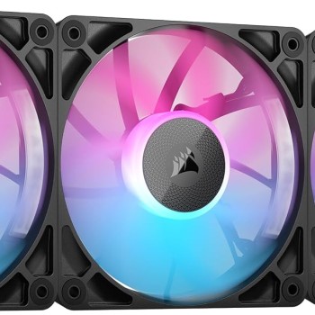 CORSAIR iCUE LINK RX120 RGB 120 mm Ventole PWM con Hub di Sistema iCUE LINK - Cuscinetto a Cupola Magnetica - Confezione Tripla - Nero - 3 x 120mm Nero