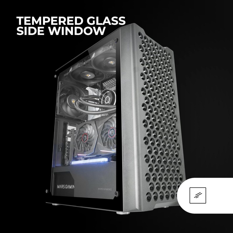Mars Gaming MC-iPRO, Case Professionale ATX, Griglia Frontale in Mesh 3D, Finestra Laterale Vetro Temperato, Ventola FDB Silenziosa 12cm, Ventola PC con Supporto per Raffreddamento a Liquido, Nero Mars Gaming MC-iPRO, Case Professionale ATX, Griglia Frontale in Mesh 3D, Finestra Laterale Vetro Temperato, Ventola FDB Silenziosa 12cm, Ventola PC con Supporto per Raffreddamento a Liquido, Nero