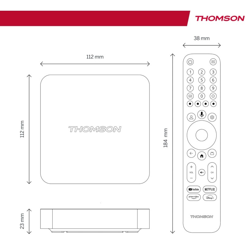 Thomson Streaming Box 240, 4K UHD, Google TV, Google Voice Control, Wifi, Googlecast built-in Thomson Streaming Box 240, 4K UHD, Google TV, Google Voice Control, Wifi, Googlecast built-in