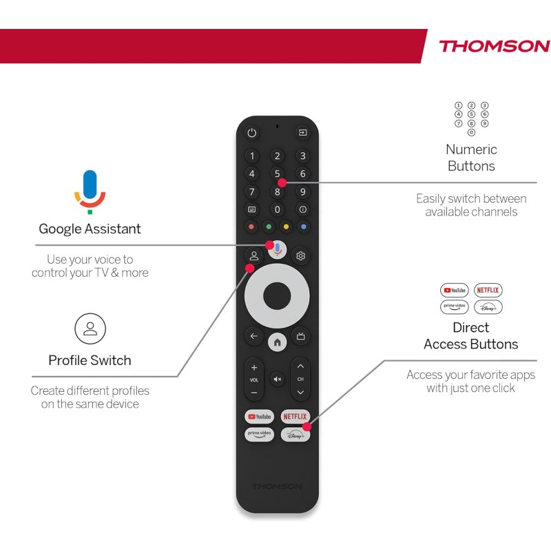 Thomson Streaming Box 240, 4K UHD, Google TV, Google Voice Control, Wifi, Googlecast built-in Thomson Streaming Box 240, 4K UHD, Google TV, Google Voice Control, Wifi, Googlecast built-in