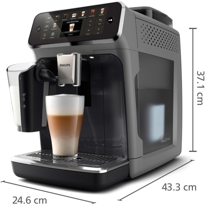 Philips Serie 5500 Macchina per Espresso Completamente Automatica - 20 Caffè Caldi e Con Ghiaccio, Sistema LatteGo Veloced da Pulire, 40% Più Silenziosa con SilentBrew, QuickStart, Grigio (EP5544/50) - 20 bevande Grigio