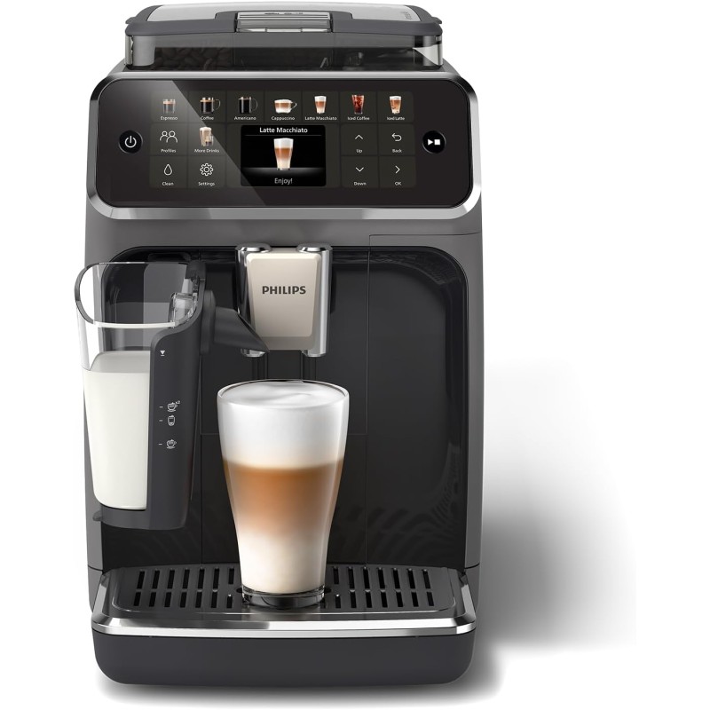 Philips Serie 5500 Macchina per Espresso Completamente Automatica - 20 Caffè Caldi e Con Ghiaccio, Sistema LatteGo Veloced da Pulire, 40% Più Silenziosa con SilentBrew, QuickStart, Grigio (EP5544/50) - 20 bevande Grigio