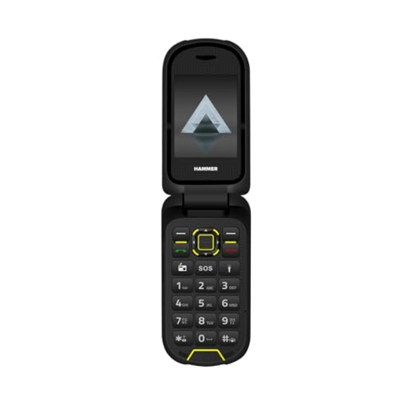 flip phone HAMMER DIG LTE 4G Robusto, 2 schermi, simlock-free, doppia SIM, senza contratto, 1200 mAh, 4G/LTE, impermeabile IP68 - nero