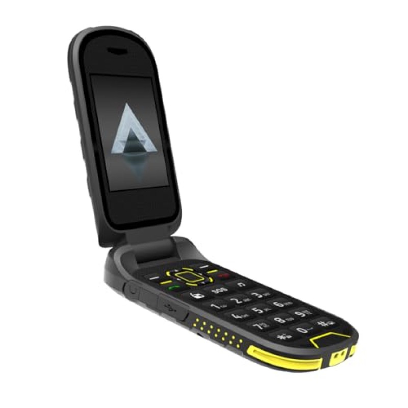 flip phone HAMMER DIG LTE 4G Robusto, 2 schermi, simlock-free, doppia SIM, senza contratto, 1200 mAh, 4G/LTE, impermeabile IP68 - nero
