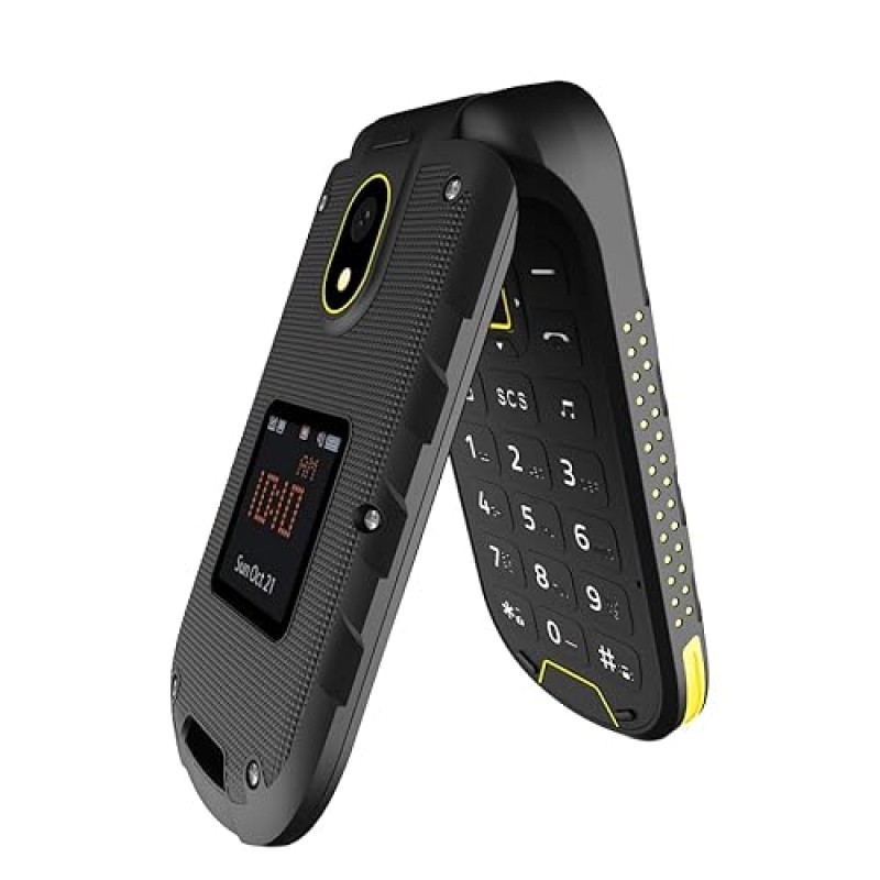 flip phone HAMMER DIG LTE 4G Robusto, 2 schermi, simlock-free, doppia SIM, senza contratto, 1200 mAh, 4G/LTE, impermeabile IP68 - nero