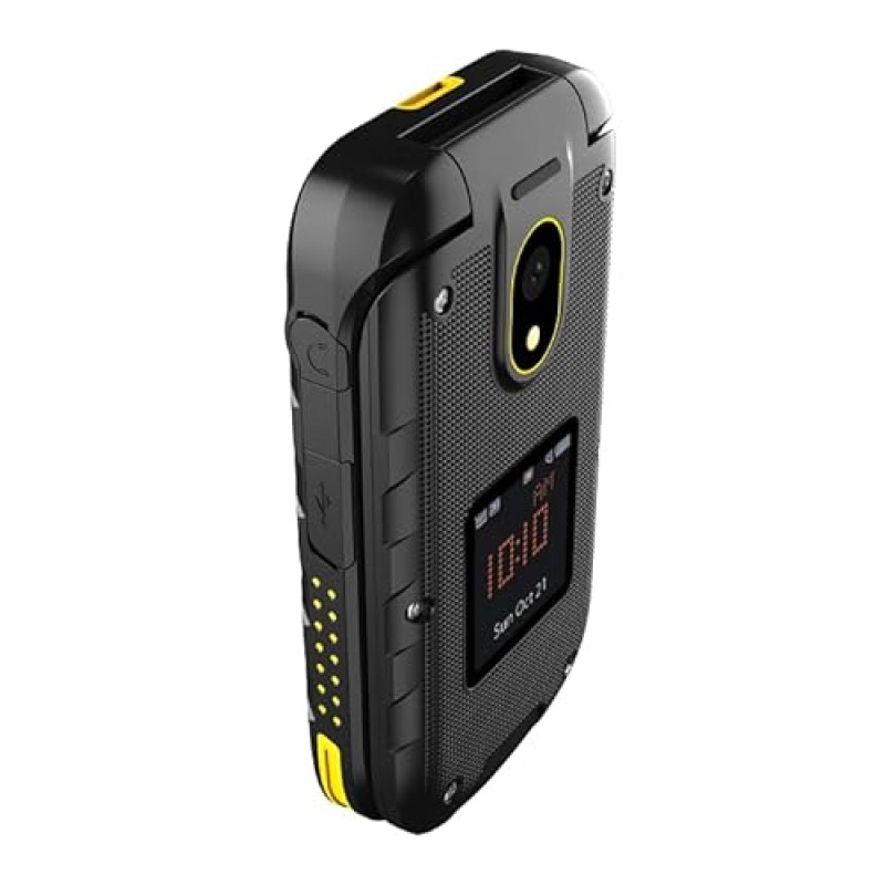 flip phone HAMMER DIG LTE 4G Robusto, 2 schermi, simlock-free, doppia SIM, senza contratto, 1200 mAh, 4G/LTE, impermeabile IP68 - nero