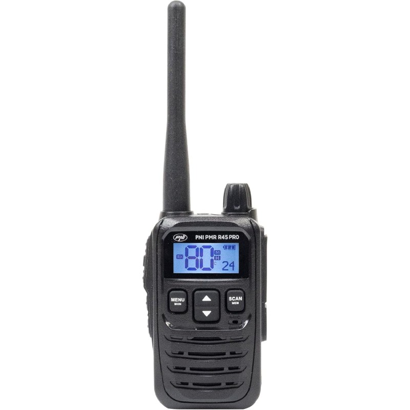 PMR R45 PRO 446 MHz, 0,5 W, 99 canali programmabili, 16 PMR e 38 CTCSS e 104 toni DCS, silenzioso a 5 livelli, VOX, TOT, BCL, Scan, Roger Beep - Distance from 8 km PMR R45 PRO 446 MHz, 0,5 W, 99 canali programmabili, 16 PMR e 38 CTCSS e 104 toni DCS, silenzioso a 5 livelli, VOX, TOT, BCL, Scan, Roger Beep - Distance from 8 km