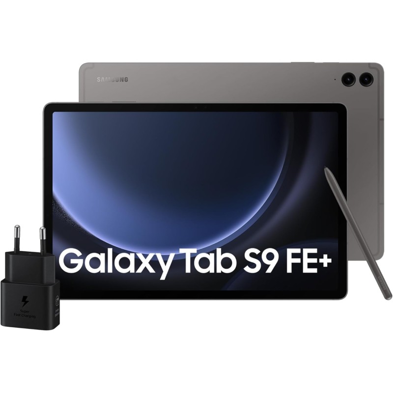 Samsung Galaxy Tab S9 FE+, Charger Included, 12.4" TFT LCD PLS Display, 5G, RAM 8GB, 128GB, 100090mAh, Exynos 1380, Android 13, IP68, Gray, 2023 - 5G grey Samsung Galaxy Tab S9 FE+, Charger Included, 12.4" TFT LCD PLS Display, 5G, RAM 8GB, 128GB, 100090mAh, Exynos 1380, Android 13, IP68, Gray, 2023 - 5G grey
