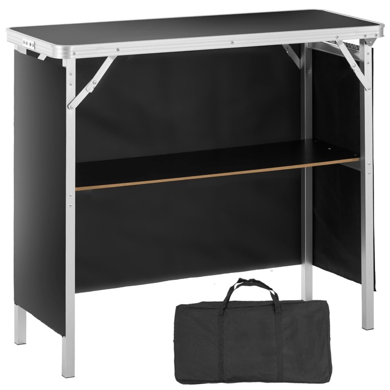 VEVOR Bancone Fieristico Portatile Pieghevole, 975 x 385 x 870 mm Tavolino Espositivo, Servizio Esterno Tavolo da Bar, Reception Con Ripiano, Nero - 97 x 38 x 87 cm VEVOR Bancone Fieristico Portatile Pieghevole, 975 x 385 x 870 mm Tavolino Espositivo, Servizio Esterno Tavolo da Bar, Reception Con Ripiano, Nero - 97 x 38 x 87 cm