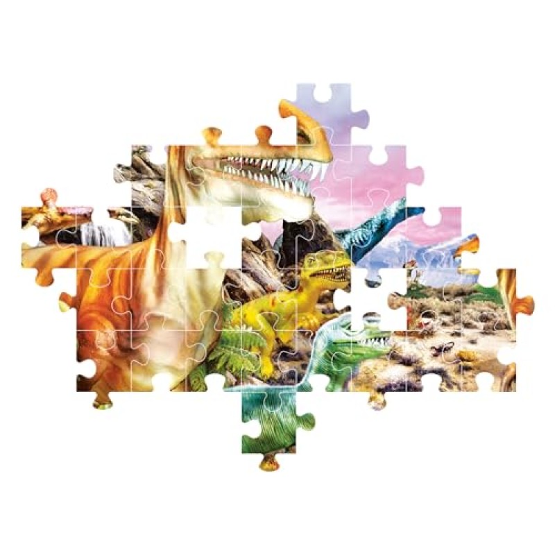 Clementoni - 25768 - Supercolor Puzzle - Land of Dinosaurs - 104 Pezzi - Puzzle Bambini 6 Anni, Puzzle Animali, Dinosauri, Illustrazione, Made In Italy