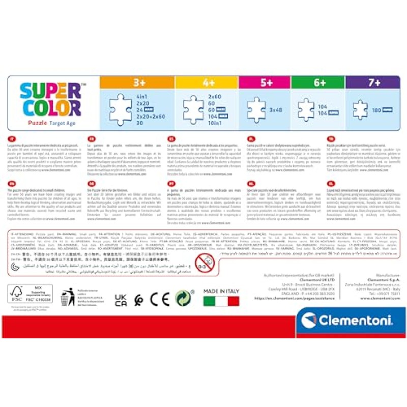 Clementoni - 25768 - Supercolor Puzzle - Land of Dinosaurs - 104 Pezzi - Puzzle Bambini 6 Anni, Puzzle Animali, Dinosauri, Illustrazione, Made In Italy