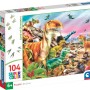 Clementoni - 25768 - Supercolor Puzzle - Land of Dinosaurs - 104 Pezzi - Puzzle Bambini 6 Anni, Puzzle Animali, Dinosauri, Illustrazione, Made In Italy