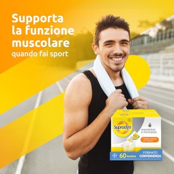 Supradyn Magnesio e Potassio Integratore Multivitaminico con Vitamine B, Vitamina C e Sali Minerali per Stanchezza, Caldo e Sport, 60 Bustine Effervescenti Senza Zucchero, Gusto Arancia - 240 g (Confezione da 1)
