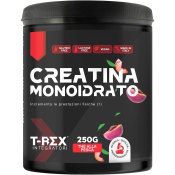 T-Rex Integratori Creatina Monoidrata - Integratore alimentare per massa muscolare e boost energetico pre workout (Thè Alla Pesca, 250 g (Confezione da 1)) - 1 unità (Confezione da 1)