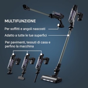 Rowenta X-PERT 7.60 Modello Essential, Aspirapolvere Senza Fili da 140 W, Luci a LED, Pulizia su Tutte le Superfici, Spazzola per Tessuti, Ultraleggero, Batteria a Lunga Durata, Colore Nero, RH6A33 - Nero