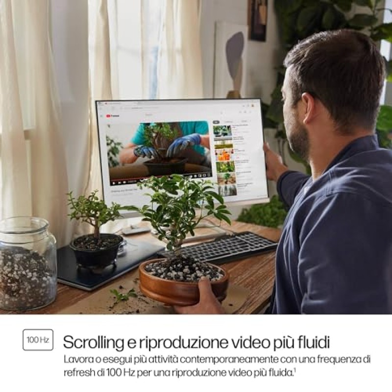 HP 527sa Monitor con Casse, Schermo da 27" FHD IPS Antiriflesso, Tecnologia Eye Ease, Tempo Risposta 5 ms GtG Overdrive, Risoluzione 1920 x 1080, Software Display Center, HDMI, Bianco