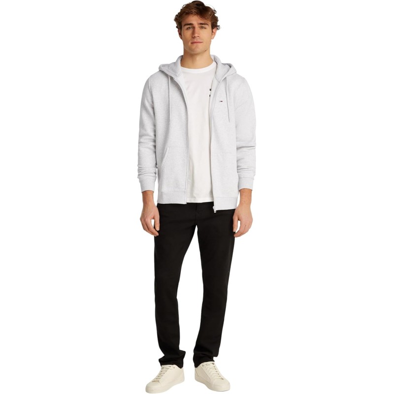 Tommy Jeans Uomo Felpa con Zip Flag Zip Thru con Cappuccio - 3XL Plus Grey (Silver Grey Heather) Tommy Jeans Uomo Felpa con Zip Flag Zip Thru con Cappuccio - 3XL Plus Grey (Silver Grey Heather)