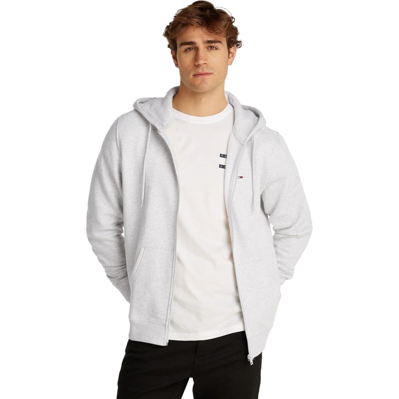 Tommy Jeans Uomo Felpa con Zip Flag Zip Thru con Cappuccio - 3XL Plus Grey (Silver Grey Heather) Tommy Jeans Uomo Felpa con Zip Flag Zip Thru con Cappuccio - 3XL Plus Grey (Silver Grey Heather)