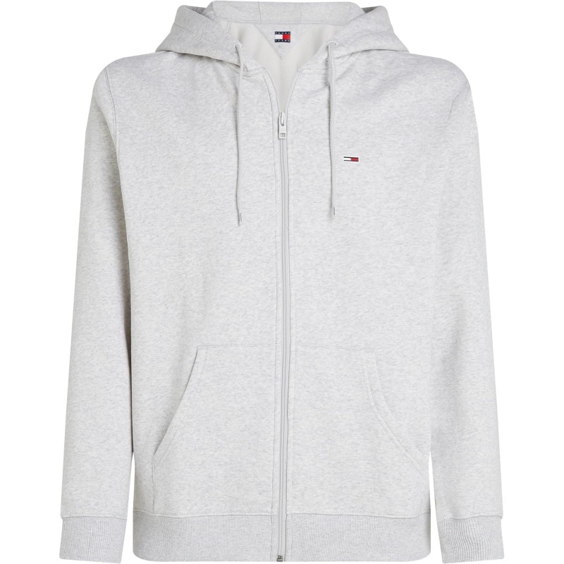 Tommy Jeans Uomo Felpa con Zip Flag Zip Thru con Cappuccio - 3XL Plus Grey (Silver Grey Heather) Tommy Jeans Uomo Felpa con Zip Flag Zip Thru con Cappuccio - 3XL Plus Grey (Silver Grey Heather)