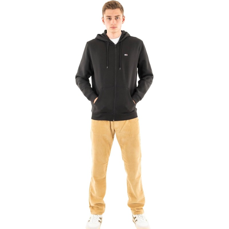Tommy Jeans Uomo Felpa con Zip Flag Zip Thru con Cappuccio - XS Black (Black) Tommy Jeans Uomo Felpa con Zip Flag Zip Thru con Cappuccio - XS Black (Black)
