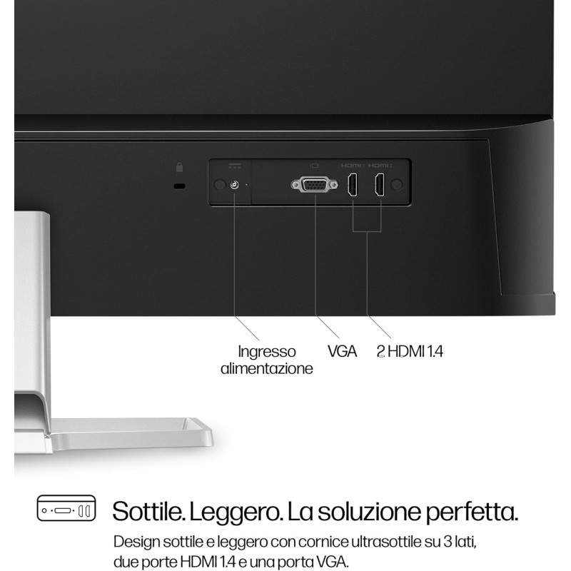 HP 532sf Monitor, Schermo da 31,5" FHD IPS Antiriflesso, Tecnologia Eye Ease, Tempo Risposta 5 ms GtG Overdrive, Risoluzione 1920 x 1080, Software Display Center, HDMI, Nero - 32"