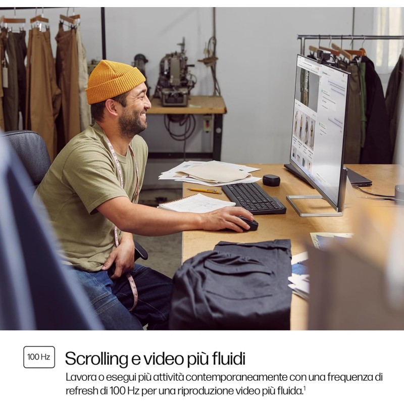 HP 532sf Monitor, Schermo da 31,5" FHD IPS Antiriflesso, Tecnologia Eye Ease, Tempo Risposta 5 ms GtG Overdrive, Risoluzione 1920 x 1080, Software Display Center, HDMI, Nero - 32"