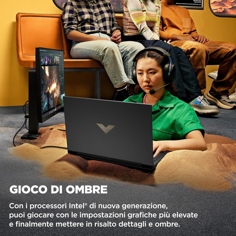 HP Victus 16-r1002sl Notebook, Intel Core i5-14450HX, RAM 16GB DDR5 5600Mhz, 512GB SSD, Display 16.1" FHD IPS 165Hz, RTX 4060 da 8GB, 3 Mesi di PC Game Pass inclusi, Windows 11, Grigio - 16"