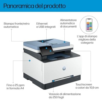 HP Color LaserJet Pro 3302fdw 499Q8F, Stampante Multifunzione A4, Stampa Fronte e Retro Automatico, 25 ppm B/N e a Colori, USB, Wi-Fi, Ethernet, Fax, Copia, Scansiona, ADF da 50 Fogli, Smart, Blu - Multifunzione HP Color LaserJet Pro 3302fdw 499Q8F, Stampante Multifunzione A4, Stampa Fronte e Retro Automatico, 25 ppm B/N e a Colori, USB, Wi-Fi, Ethernet, Fax, Copia, Scansiona, ADF da 50 Fogli, Smart, Blu - Multifunzione
