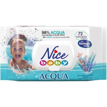 Nice Baby Acqua Salviette per Cambio Pannolino, con il 98% di Acqua ed Estratto di Aloe, Dermatologicamente Testate, Confezione da 72 Salviette Nice Baby Acqua Salviette per Cambio Pannolino, con il 98% di Acqua ed Estratto di Aloe, Dermatologicamente Testate, Confezione da 72 Salviette