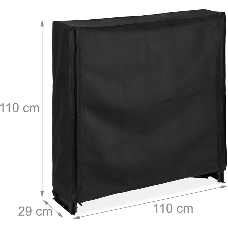 Relaxdays Scaffale Porta Legna da Camino con Telo Protettivo, Portalegna da Ardere, in Ferro, 110 x 110 x 29 cm, Nero - 110 x 110 x 29 cm Relaxdays Scaffale Porta Legna da Camino con Telo Protettivo, Portalegna da Ardere, in Ferro, 110 x 110 x 29 cm, Nero - 110 x 110 x 29 cm