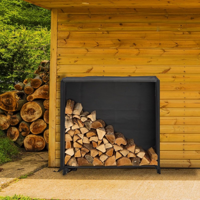 Relaxdays Scaffale Porta Legna da Camino con Telo Protettivo, Portalegna da Ardere, in Ferro, 110 x 110 x 29 cm, Nero - 110 x 110 x 29 cm Relaxdays Scaffale Porta Legna da Camino con Telo Protettivo, Portalegna da Ardere, in Ferro, 110 x 110 x 29 cm, Nero - 110 x 110 x 29 cm