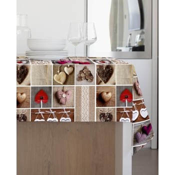 Gemitex Tovaglia Tradition, Felpata, Cerata, Impermeabile e Antimacchia, Decoro 4142 Shabby Chic Rosso, Ideale x Tavoli Rettangolari da 6/8 persone, 140 x 180 cm MADE IN ITALY, Rifinita con tagliacuci - 140X180 4142 Shabby Chic Rosso