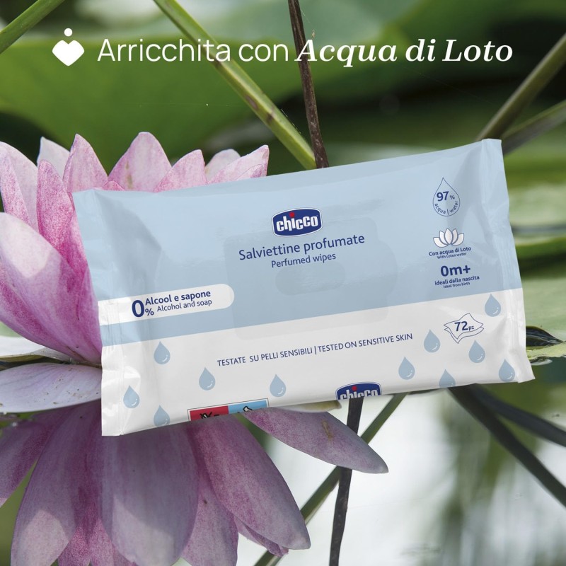 Chicco Salviette Neonato Detergenti Multiuso, Senza Alcool, Profumate, Adatte per Pelli Sensibili, senza flip 2024, Megapack da 864 Salviette, 12 Confezioni da 72 Salviettine