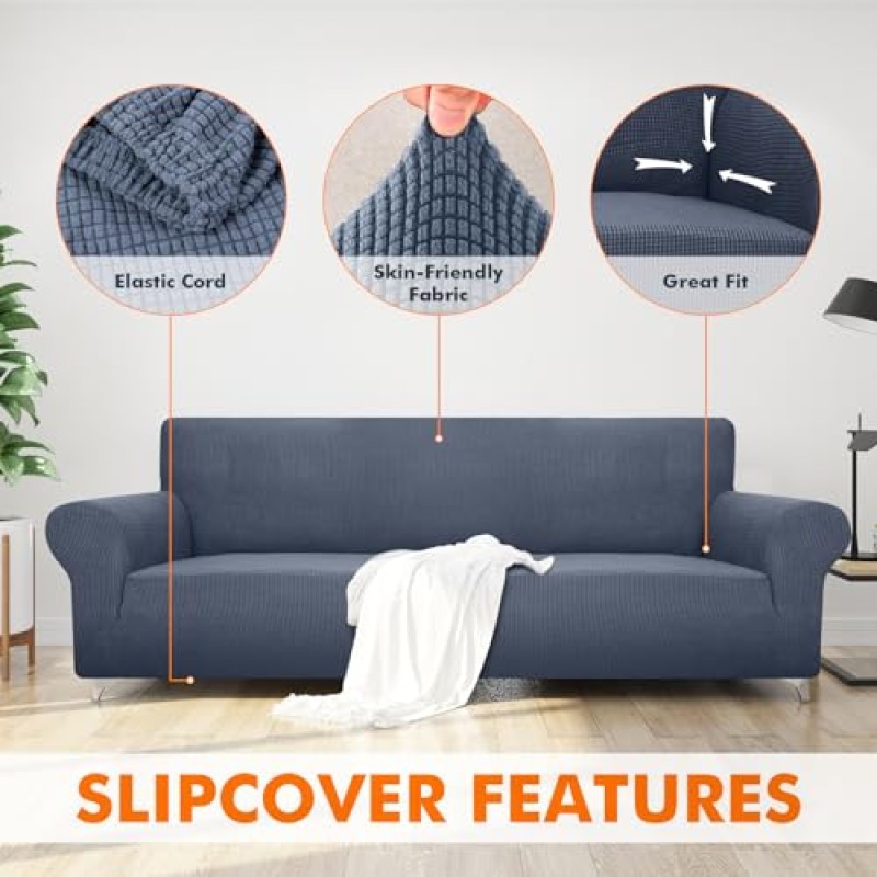 GRIFEMA GH1003-1, Copridivano Regolabile a 3 Posti, Copridivano Elastico con Braccioli, Proteggi il Divano dalle Macchie dei Bambini e dai Peli di Animali, Lavabile - 3 Posti