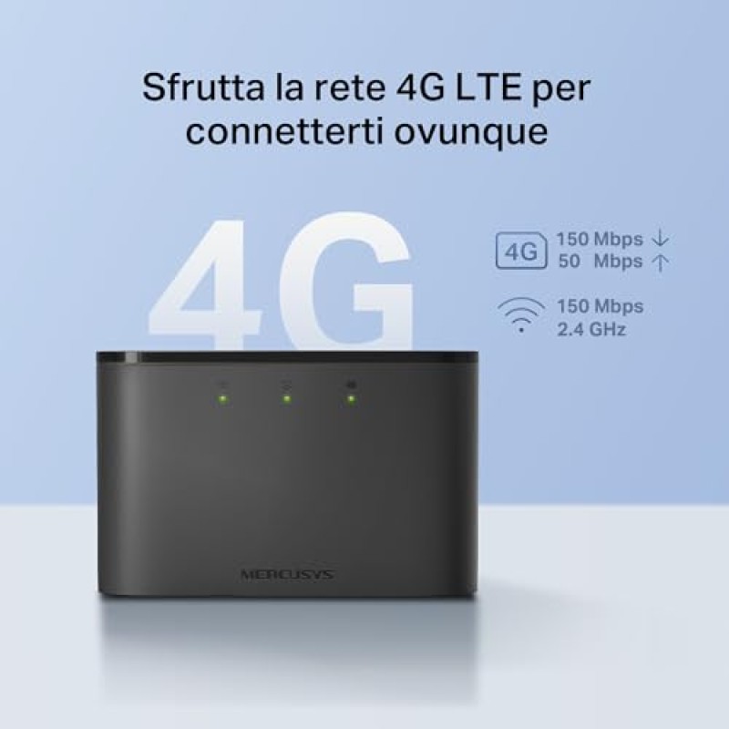 Mercusys TP-Link MT110 Mobile WiFi Router 4G LTE Cat4, WiFi Portatile con Sim, Velocit di Download 150Mbps, Batteria Ricaricabile, Plug&Play - 0 Wi-Fi mobile