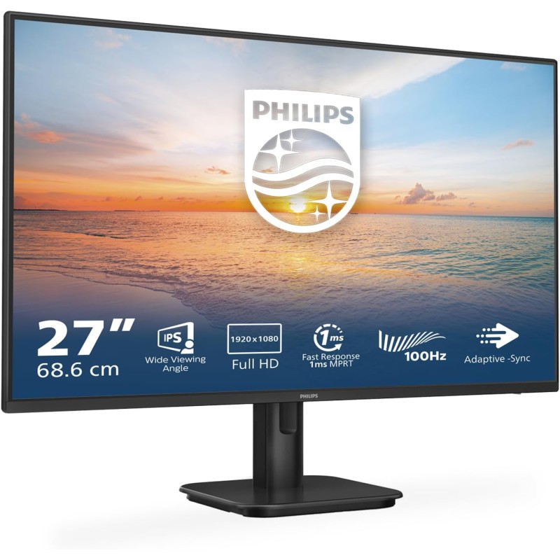 PHILIPS 27E1N1100A - Monitor Full HD da 27 pollici, integrato Altoparlante, tempo di risposta 1 ms (1920x1080, 100 Hz, VGA, HDMI 1.4) nero, 2023, altoparlante integrato - 27" PHILIPS 27E1N1100A - Monitor Full HD da 27 pollici, integrato Altoparlante, tempo di risposta 1 ms (1920x1080, 100 Hz, VGA, HDMI 1.4) nero, 2023, altoparlante integrato - 27"