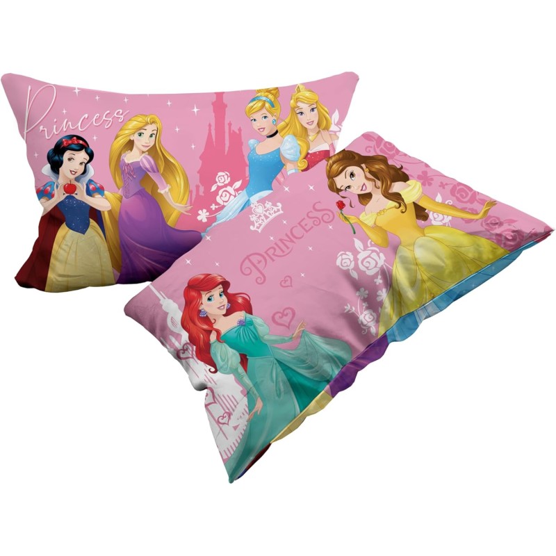Princess, Set Lenzuolo Letto Piazza E Mezza, Completo Letto Piazza E Mezza Disney, Lenzuolo Sopra, Lenzuolo Con Angoli, Federa, Rosa, Disney, 100% Cotone, Prodotto Ufficiale - Una piazza e mezza Princess