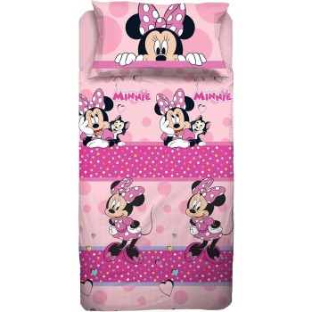 Minnie Mouse, Set Lenzuolo Letto Piazza E Mezza, Completo Letto Piazza E Mezza Disney, Lenzuolo Sopra, Lenzuolo Con Angoli, Federa, Rosa, Disney, 100% Cotone, Prodotto Ufficiale - Una piazza e mezza Minnie