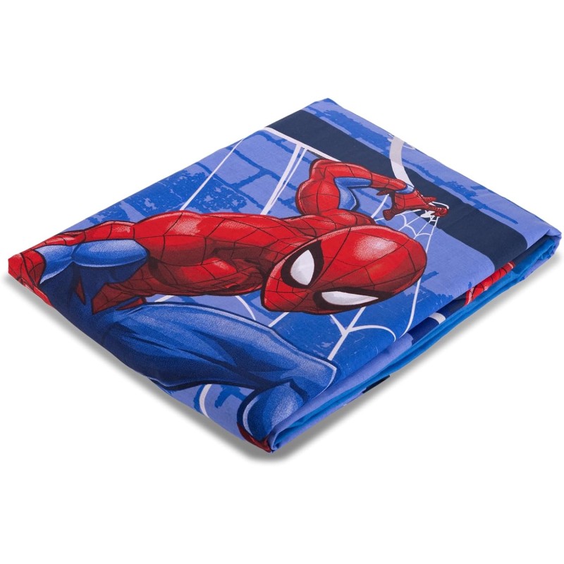 Set Lenzuolo Letto Piazza E Mezza, Completo Letto Piazza E Mezza Disney, Lenzuolo Sopra, Lenzuolo Con Angoli, Federa, Blu, 100% Cotone, Prodotto Ufficiale - Una piazza e mezza Spiderman