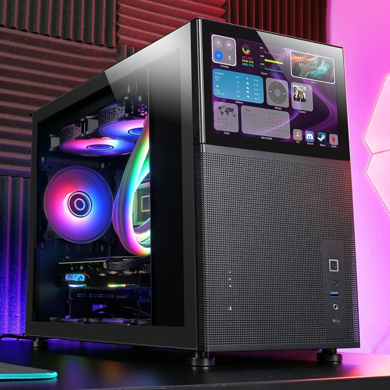 Mars Gaming MC-LCD, Case PC Compatto Micro-ATX, Display LCD IPS 8", Griglia Laterale, Superiore e Frontale Mesh, Finestra Laterale Vetro Temperato, Mini Torre Gaming Design Pannelli Modulari, Nero Mars Gaming MC-LCD, Case PC Compatto Micro-ATX, Display LCD IPS 8", Griglia Laterale, Superiore e Frontale Mesh, Finestra Laterale Vetro Temperato, Mini Torre Gaming Design Pannelli Modulari, Nero