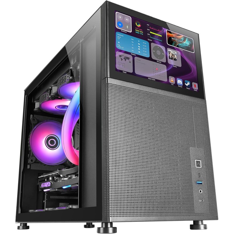 Mars Gaming MC-LCD, Case PC Compatto Micro-ATX, Display LCD IPS 8", Griglia Laterale, Superiore e Frontale Mesh, Finestra Laterale Vetro Temperato, Mini Torre Gaming Design Pannelli Modulari, Nero Mars Gaming MC-LCD, Case PC Compatto Micro-ATX, Display LCD IPS 8", Griglia Laterale, Superiore e Frontale Mesh, Finestra Laterale Vetro Temperato, Mini Torre Gaming Design Pannelli Modulari, Nero