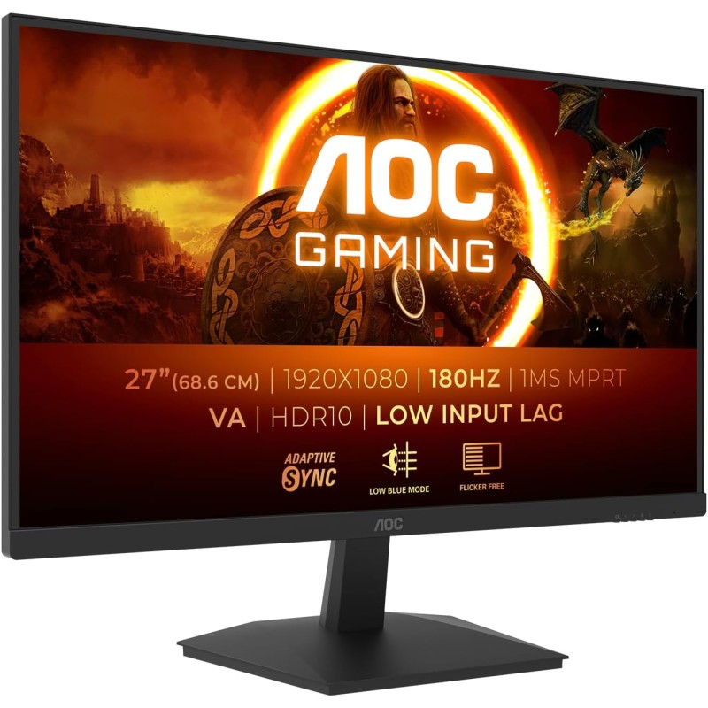 AOC Gaming 27G15N, monitor Full HD da 27 pollici, 180 Hz, VA veloce, 1 ms, sincronizzazione adattiva, HDR10, ritardo di ingresso basso 1920x1080, HDMI 2.0, DisplayPort 1.4, 24 pollice FHD HDR10 - 27" FHD Plano AOC Gaming 27G15N, monitor Full HD da 27 pollici, 180 Hz, VA veloce, 1 ms, sincronizzazione adattiva, HDR10, ritardo di ingresso basso 1920x1080, HDMI 2.0, DisplayPort 1.4, 24 pollice FHD HDR10 - 27" FHD Plano