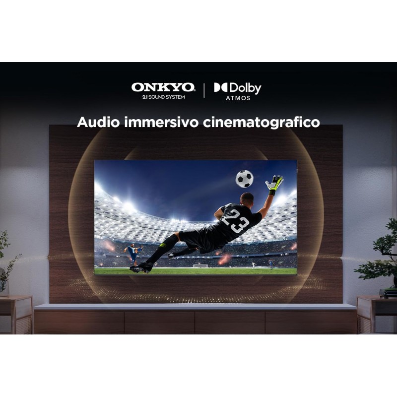 TCL 55T8B, TV QLED 55”, 4K Ultra HD, Google TV (Dolby Vision, Audio ONKYO 2.1 con Dolby Atmos, Controllo vocale hands-free, compatibile con Google assistant & Alexa, AirPlay2) - 55 pollici