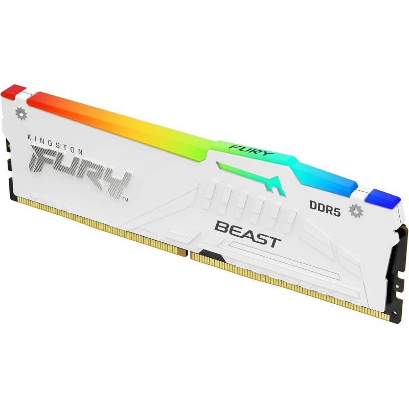 Kingston FURY Beast Bianco RGB XMP 32GB 6000MT/s DDR5 CL30 DIMM Memoria Gaming per Computer Fissi Kit da 2 - KF560C30BWAK2-32 - 32GB Bianco