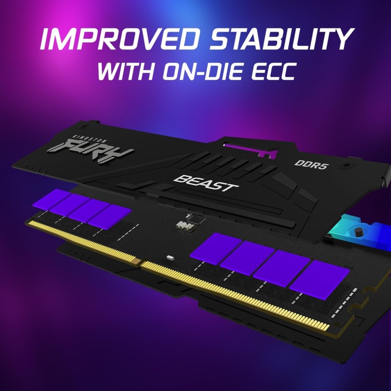 Kingston FURY Beast Nero RGB EXPO 64GB 6400MT/s DDR5 CL32 DIMM Memoria Gaming per Computer Fissi Kit da 2 - KF564C32BBEAK2-64 - 64GB Nero