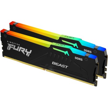 Kingston FURY Beast Nero RGB EXPO 64GB 6400MT/s DDR5 CL32 DIMM Memoria Gaming per Computer Fissi Kit da 2 - KF564C32BBEAK2-64 - 64GB Nero