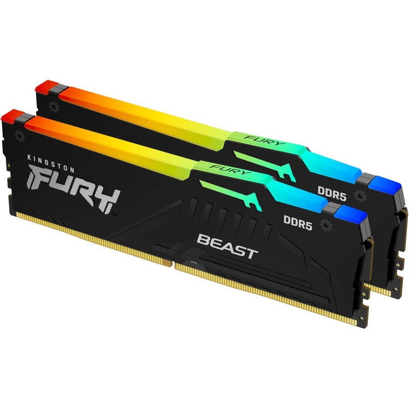 Kingston FURY Beast Nero RGB XMP 32GB 6000MT/s DDR5 CL30 DIMM Memoria Gaming per Computer Fissi Kit da 2 - KF560C30BBAK2-32 - 32GB Nero Kingston FURY Beast Nero RGB XMP 32GB 6000MT/s DDR5 CL30 DIMM Memoria Gaming per Computer Fissi Kit da 2 - KF560C30BBAK2-32 - 32GB Nero