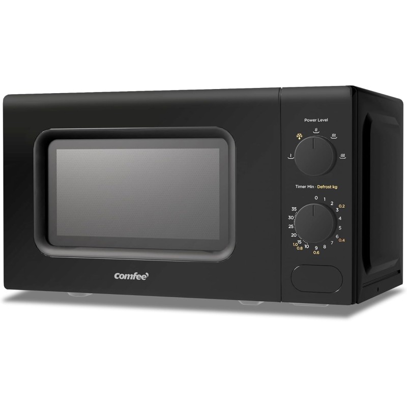 COMFEE' Forno a Microonde Nero, 20 Litri, 700 W, 5 Livelli di Potenza, Funzione di Scongelamento Rapido, Timer Manuale, Design Compatto-CM-M202CC(BK) - Nero