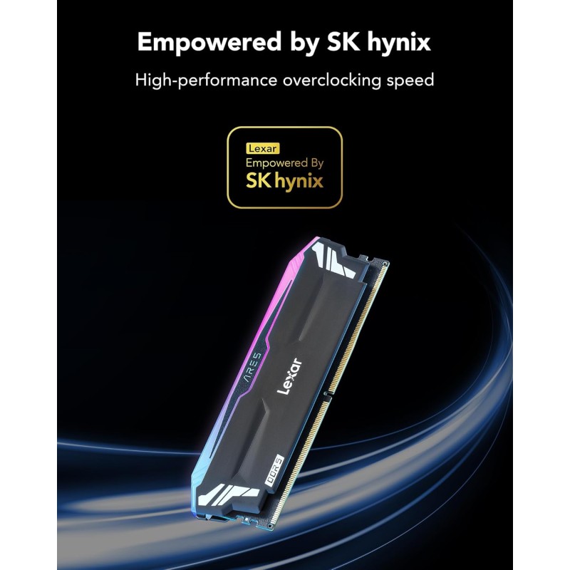 Lexar ARES RGB RAM DDR5 32GB Kit (2 x 16GB) 7200MHz, DRAM UDIMM 288-Pin Memoria Desktop, PC Memoria da gioco Supporta XMP 3.0/AMD EXPO, potenziata da SK hynix, CL34-42-42-84, 1,4V (LD5U16G72C34LA-RGD) - 32GB Kit (2x16GB)